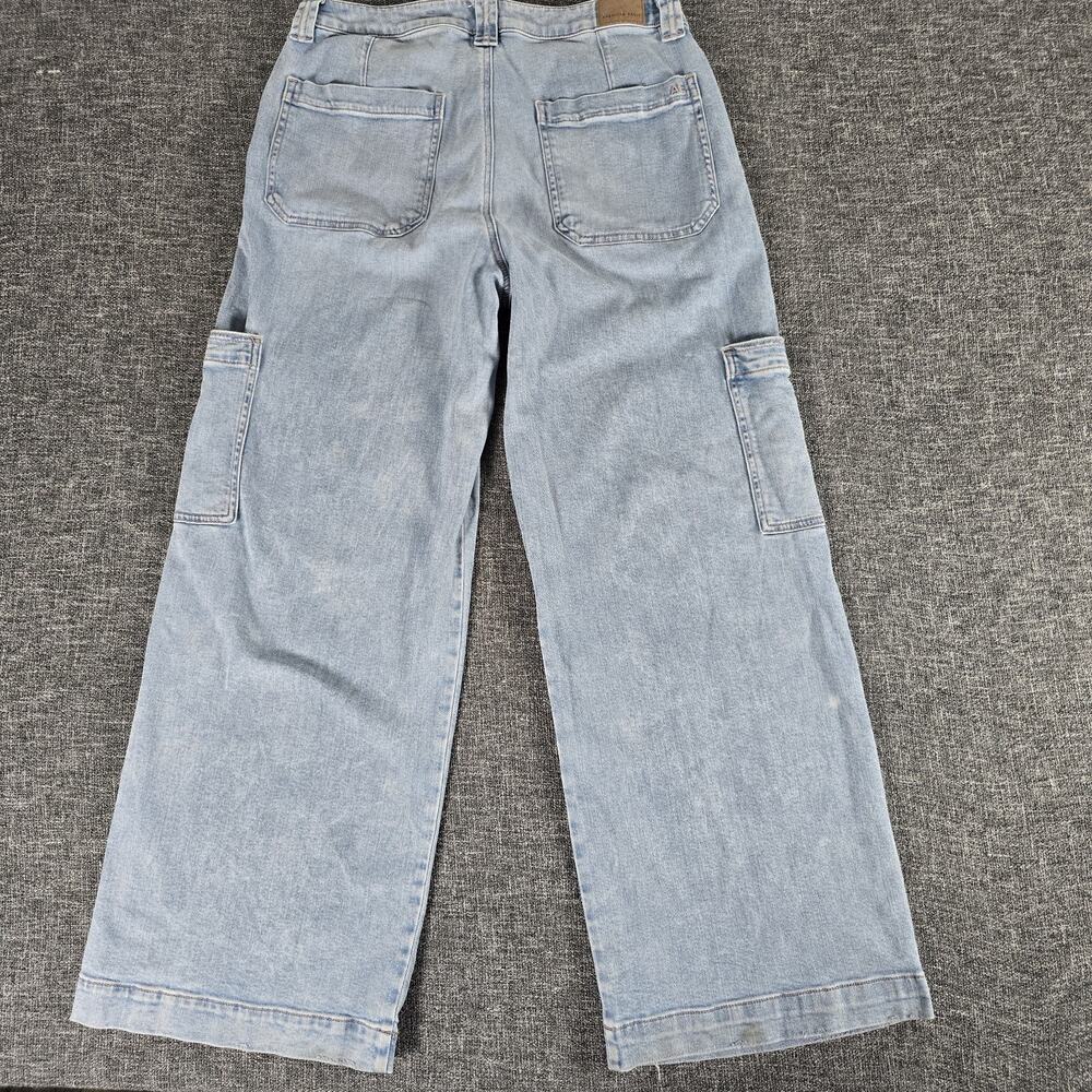 American Eagle Jeans Womens 12 Regular High Rise Baggy Wide Leg Light Blue Cargo - Picture 2 of 14